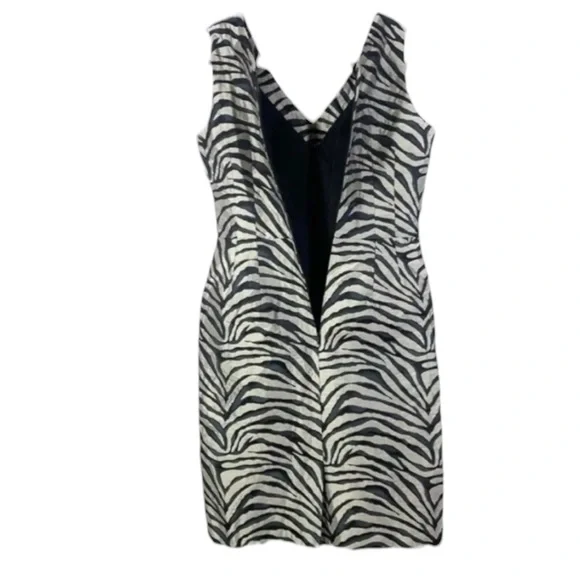 BANANA REPUBLIC Zebra Print Sleeveless Mini Sheath Dress in Black/Gold Size 4 - Picture 5 of 11